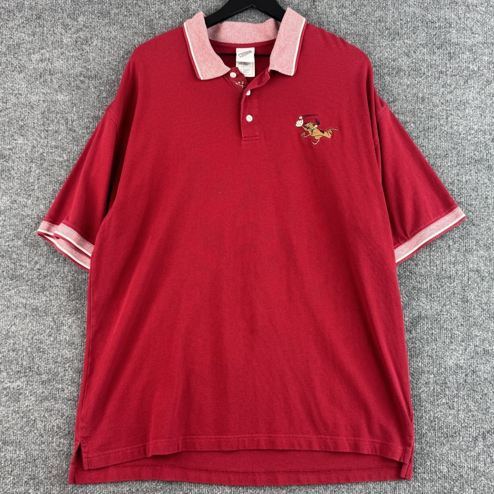 Vintage Warner Bros Studio Store Polo Mens XL Red Scooby Doo Baseball 90s